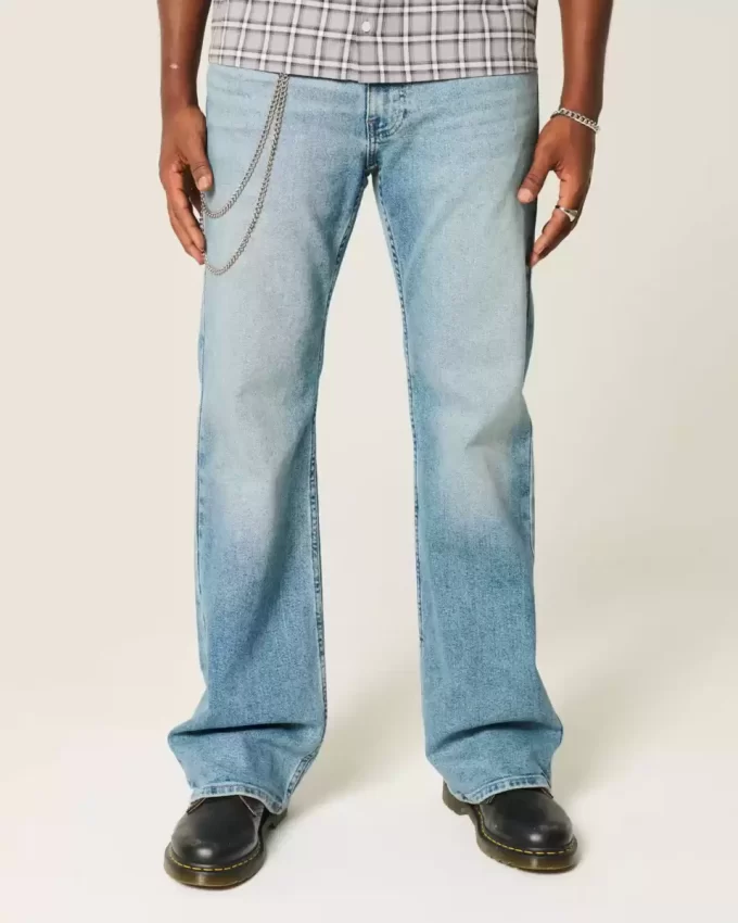 Orta Boy Yıkanmış Rahat Paça Kot Pantolon