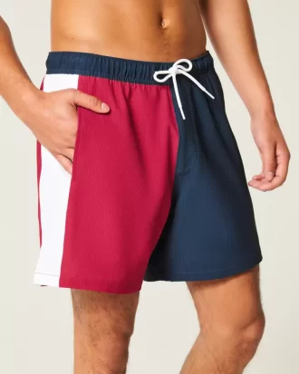 Orta Uyluk Seersucker Voleybol Mayo Şortu