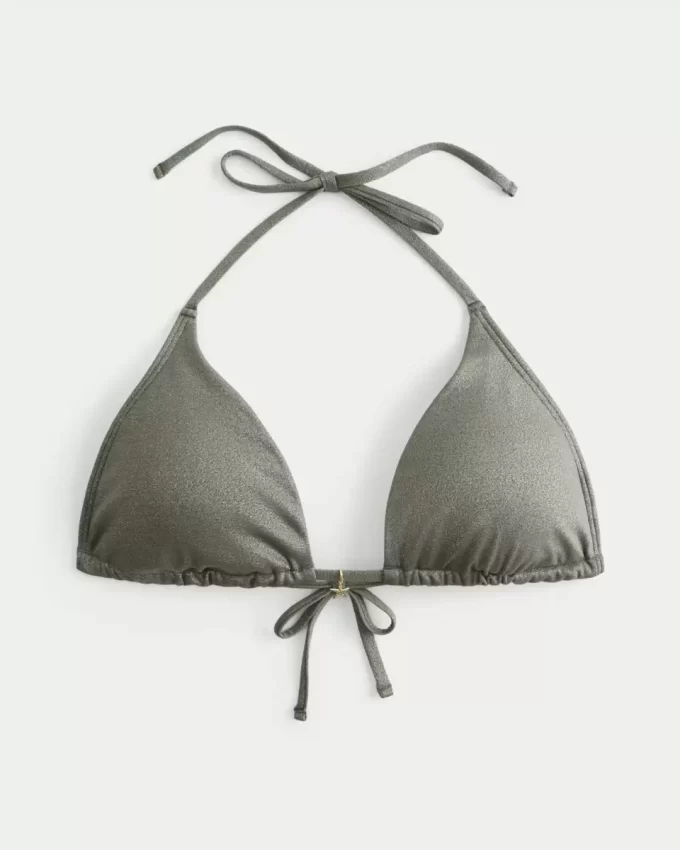 Parıltılı Çok Yönlü Üçgen Bikini Üstü