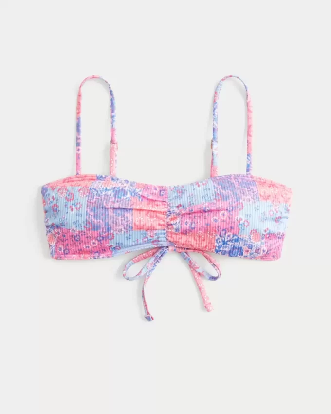 Ribanalı Bağcıklı Kepçe Bikini Üstü
