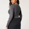 Ribanalı Dikişsiz Kumaş Kare Yaka Bodysuit Ribanalı Dikişsiz Kumaş Kare Yaka Bodysuit