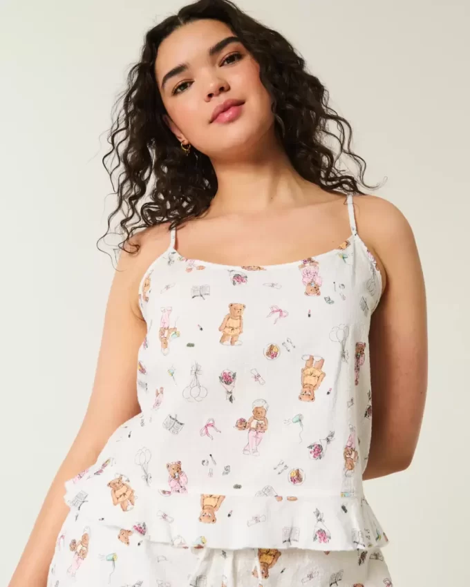 Ruffle Seersucker Uyku Tankı