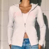 Slim 2001 Grafik Fermuarlı Kapüşonlu Üst
