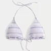 Smokinli Halter Üçgen Bikini Üstü