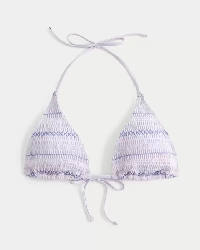 Smokinli Halter Üçgen Bikini Üstü