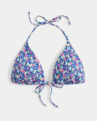Smokinli Halter Üçgen Bikini Üstü