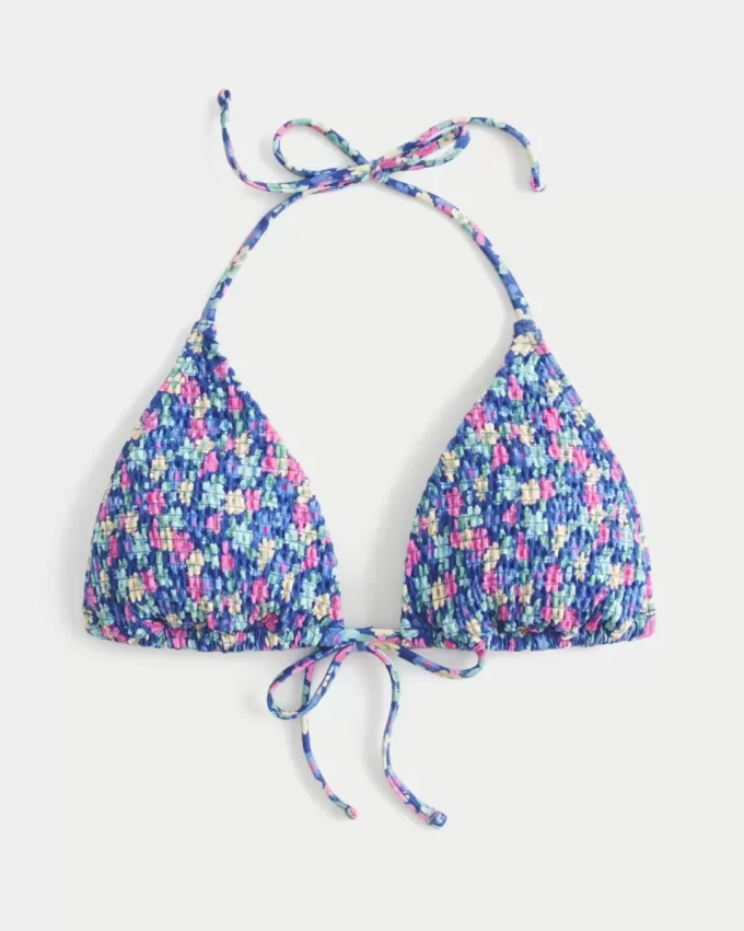 Smokinli Halter Üçgen Bikini Üstü
