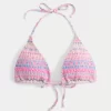Smokinli Halter Üçgen Bikini Üstü