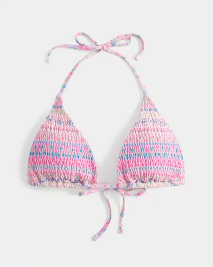 Smokinli Halter Üçgen Bikini Üstü