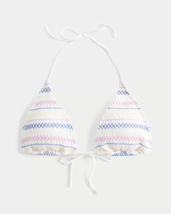 Smokinli Halter Üçgen Bikini Üstü