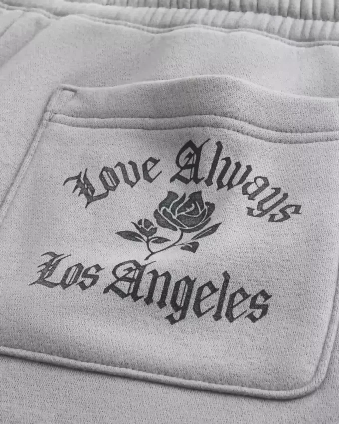 Süper Bol Los Angeles Arka Cepli Grafik Eşofman Altı