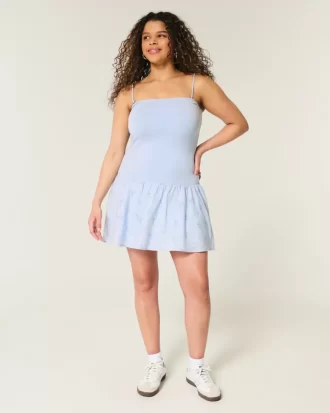 Straplez Düşük Bel Örgü-Dokuma Mini Elbise