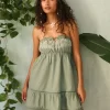 Straplez İşlemeli Babydoll Elbise