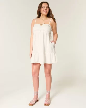 Straplez İşlemeli Babydoll Elbise