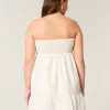 Straplez İşlemeli Babydoll Elbise
