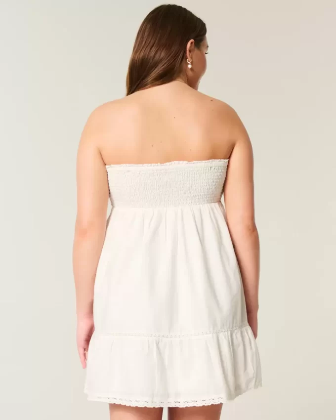 Straplez İşlemeli Babydoll Elbise