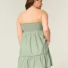 Straplez İşlemeli Babydoll Elbise