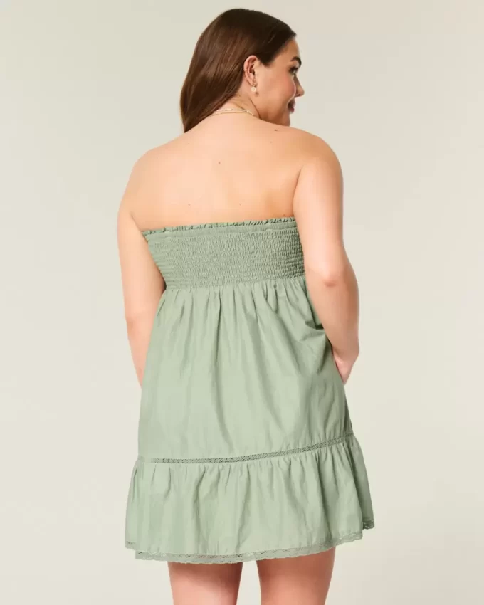Straplez İşlemeli Babydoll Elbise