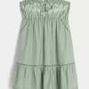 Straplez İşlemeli Babydoll Elbise