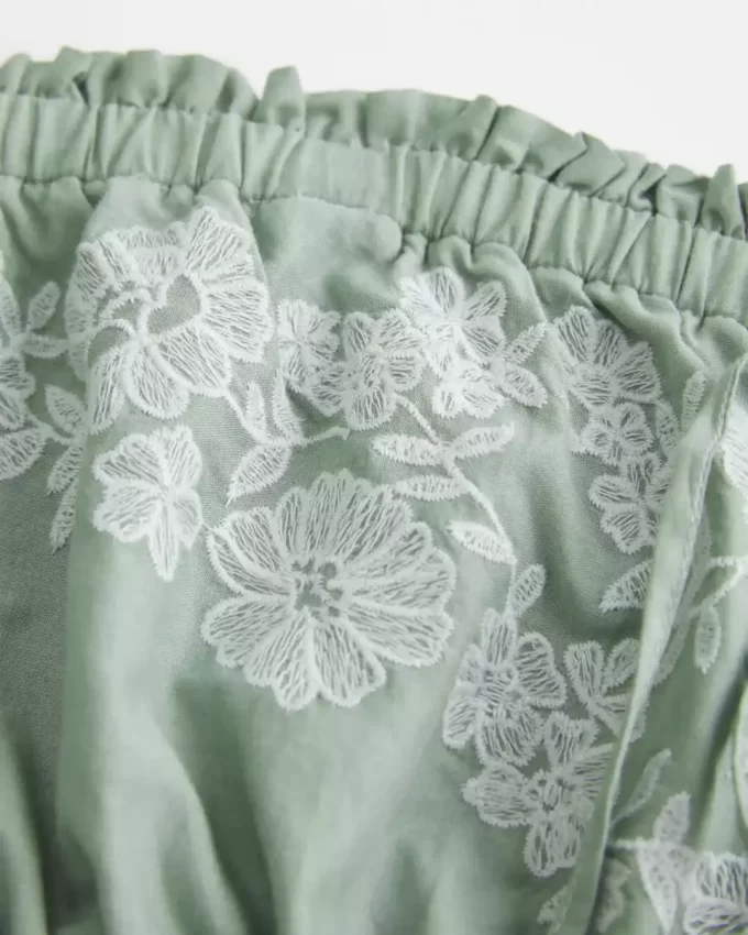 Straplez İşlemeli Babydoll Elbise