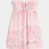 Straplez Volanlı Babydoll Mini Elbise