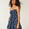Straplez Volanlı Babydoll Mini Elbise