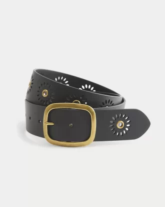 Sunburst Grommet Vegan Deri Kemer