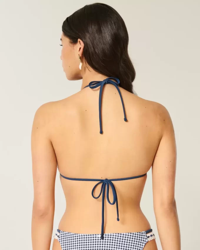 Tığ İşi Kenarlı Askılı Üçgen Bikini Üstü