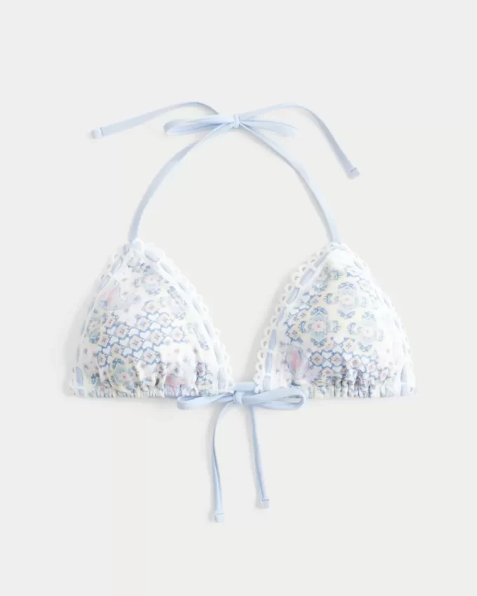 Tığ İşi Kenarlı Askılı Üçgen Bikini Üstü
