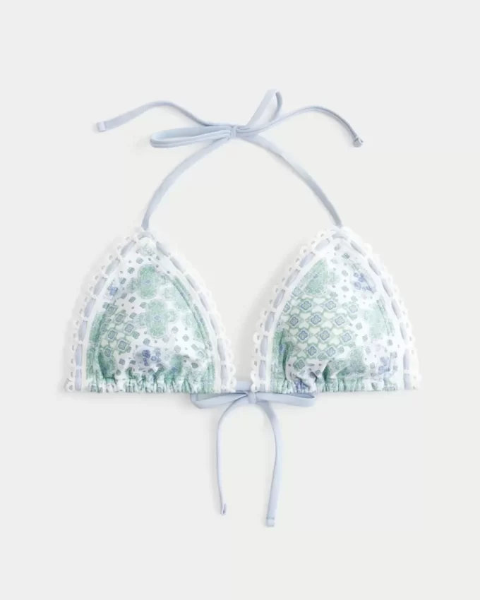 Tığ İşi Kenarlı Askılı Üçgen Bikini Üstü