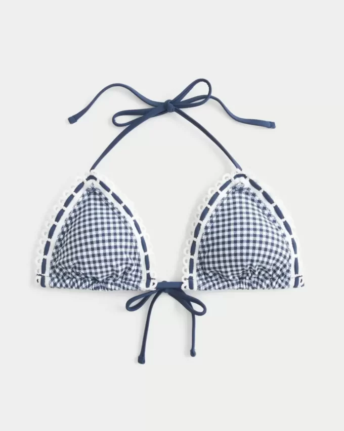 Tığ İşi Kenarlı Askılı Üçgen Bikini Üstü