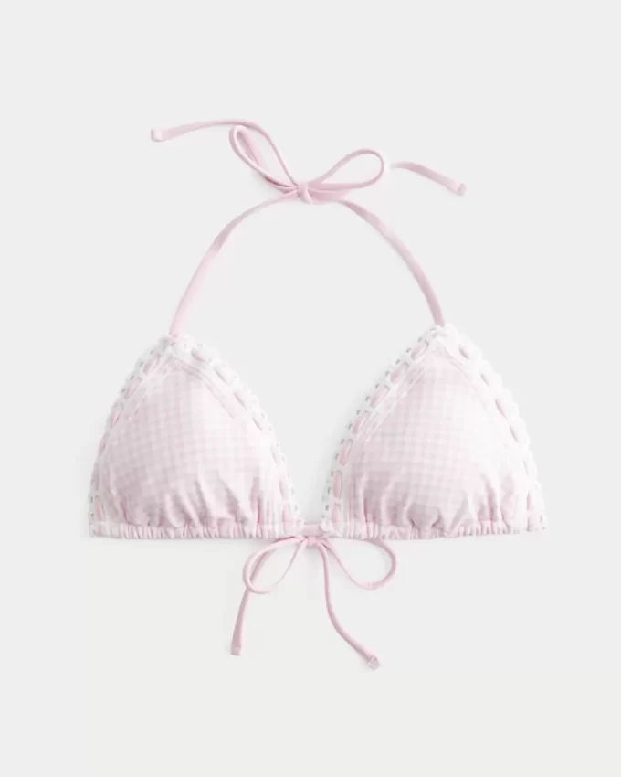 Tığ İşi Kenarlı Askılı Üçgen Bikini Üstü