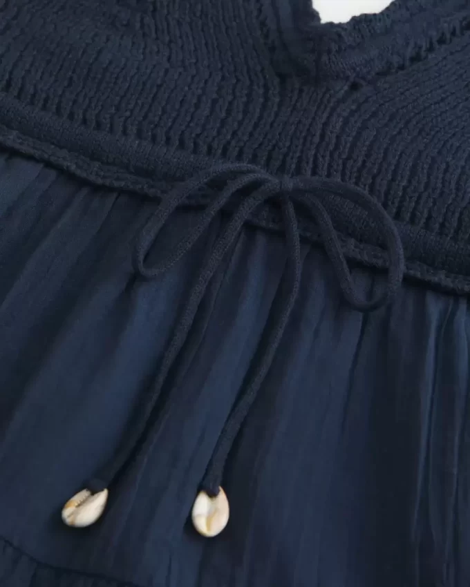 Tığ İşi Kumaş Karışımlı Üst