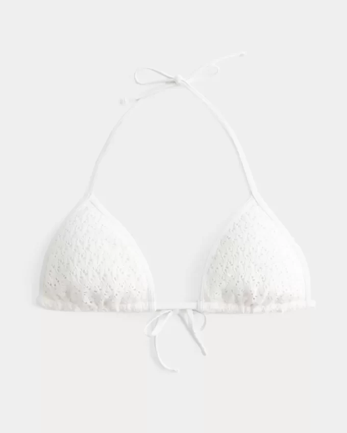Tığ İşi Pullu Üçgen Bikini Üstü