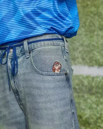 Taz Graphic Medium Wash Süper Bol Kot Şort