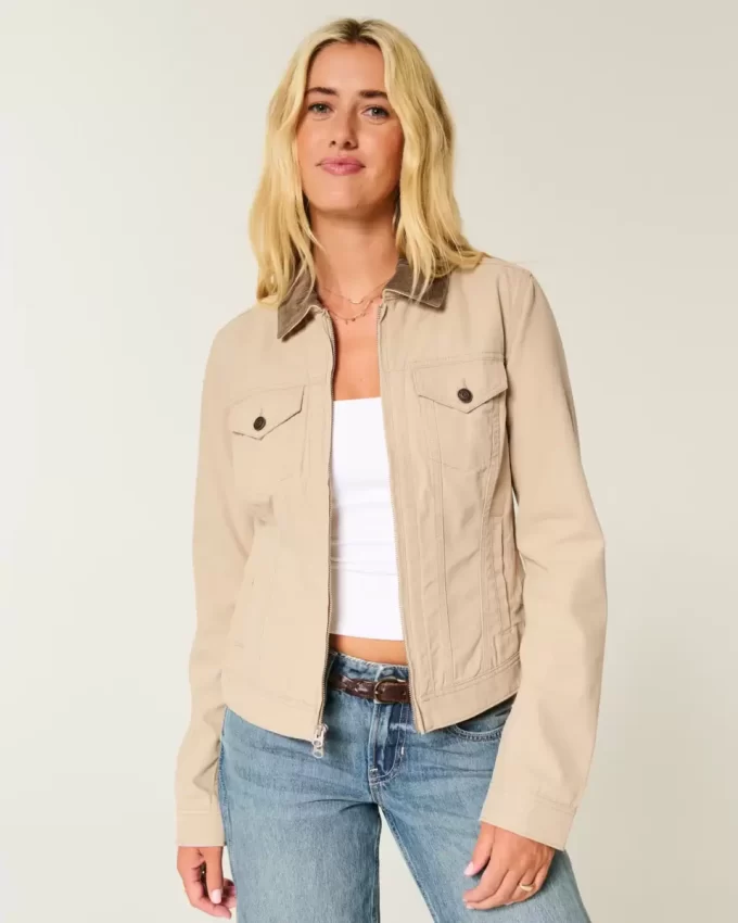 Twill Fermuarlı Ceket