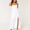 Twist Bust Eyelet Straplez Midi Elbise