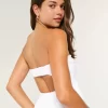 Twist Bust Eyelet Straplez Midi Elbise