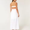 Twist Bust Eyelet Straplez Midi Elbise