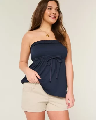 Ultra Düşük Bel Haki Twill Mini Şort