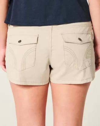 Ultra Düşük Bel Haki Twill Mini Şort