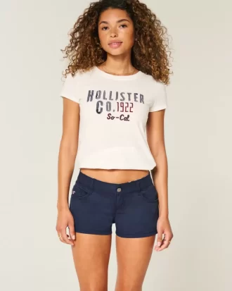 Ultra Düşük Bel Lacivert Twill Mini Şort