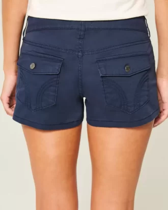 Ultra Düşük Bel Lacivert Twill Mini Şort