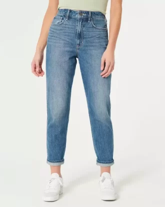 Ultra Yüksek Bel Koyu Yıkama Mom Jean