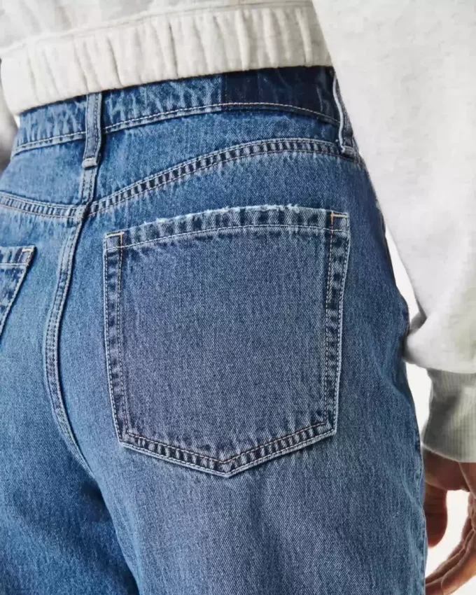Ultra Yüksek Bel Orta Boy Bol Paça Kot Pantolon