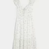 Uçuşan Kollu Çift Bağcıklı Midi Elbise
