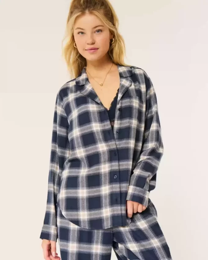 Uzun Kollu Flanel Pijama Üstü