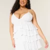 V Yaka Volanlı Babydoll Mini Elbise