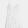 V Yaka Volanlı Babydoll Mini Elbise