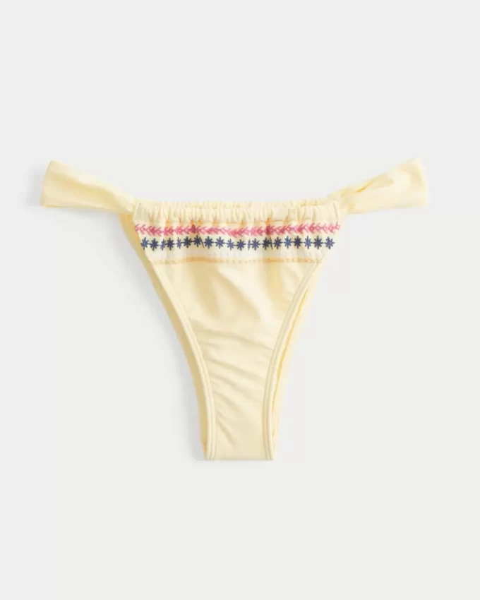 Yan Askılı İşlemeli Yüksek Paçalı En Şık Bikini Altı